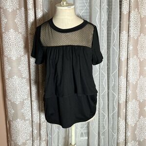 Bobeau ruffle short sleeve top size large